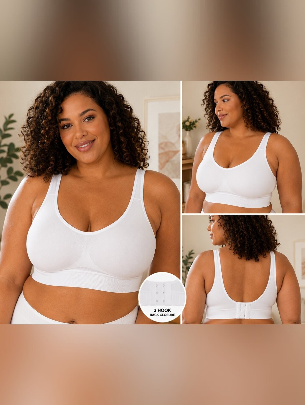 Truekind Daily Comfort Wireless Shaper Bra White Size 2X XXL Wirefree Seamless
